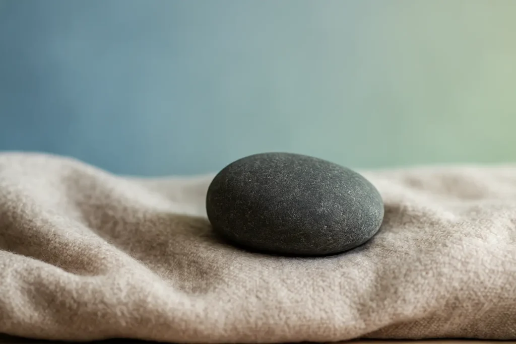 Galet posé sur un plaid, symbole de calme face à l’anxiété chez un borderline