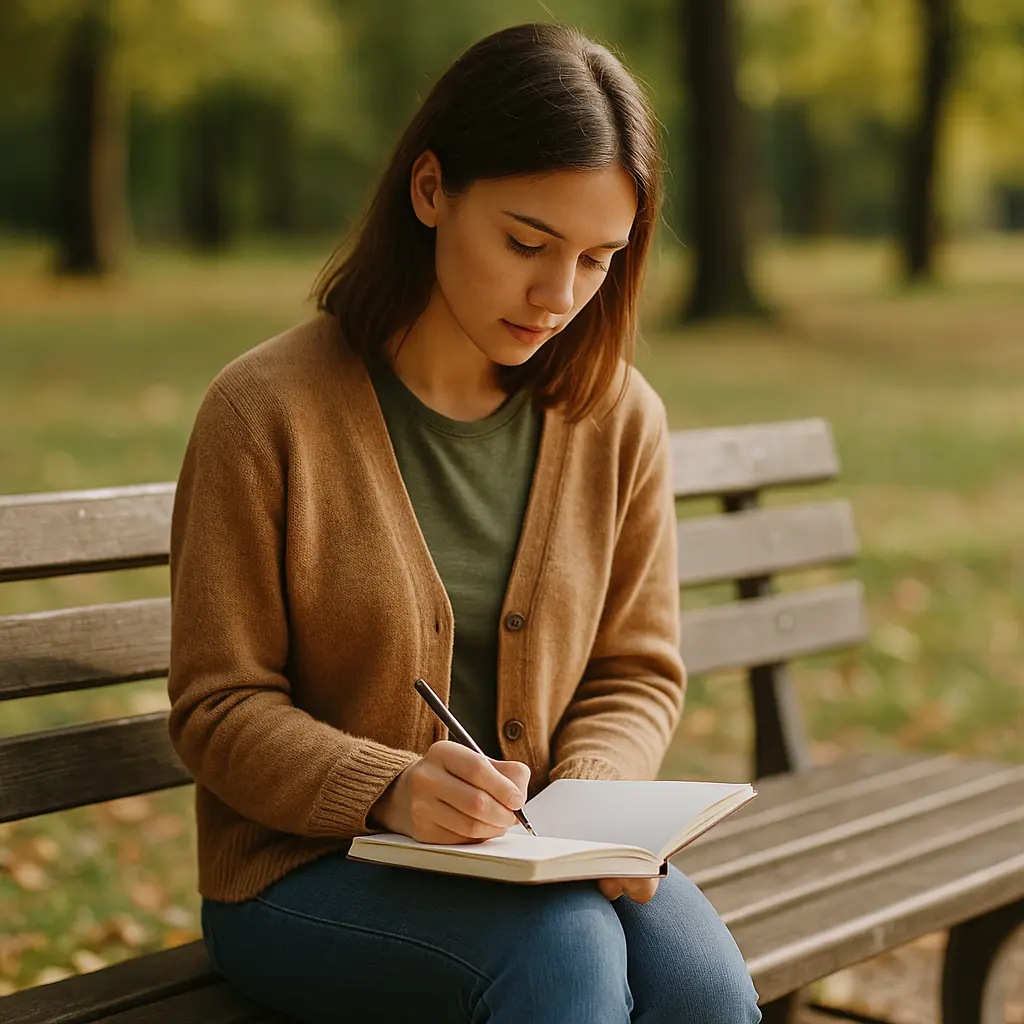 Personne borderline écrivant dans un carnet pour reconnaître ses émotions.
