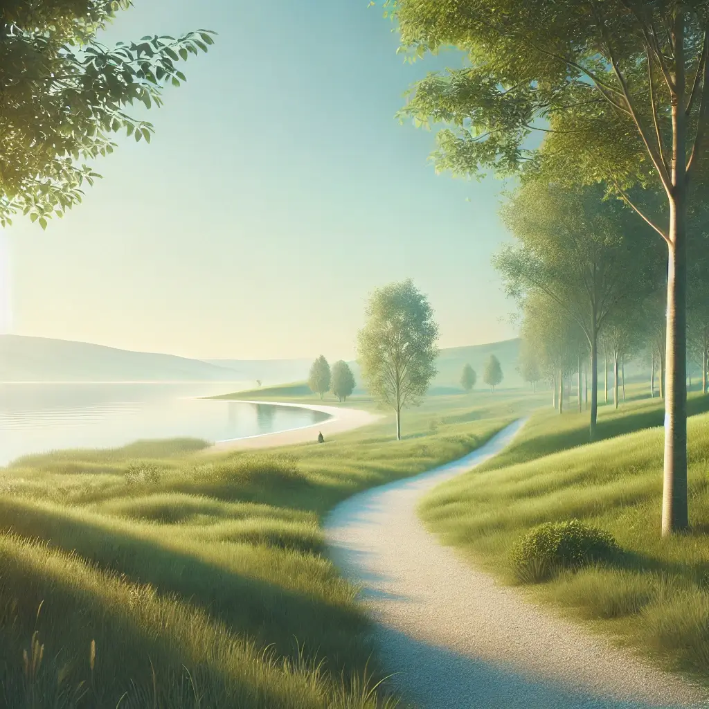 Paysage doux avec un chemin vers un horizon clair, symbole des solutions à long terme contre l’anxiété et le trouble borderline