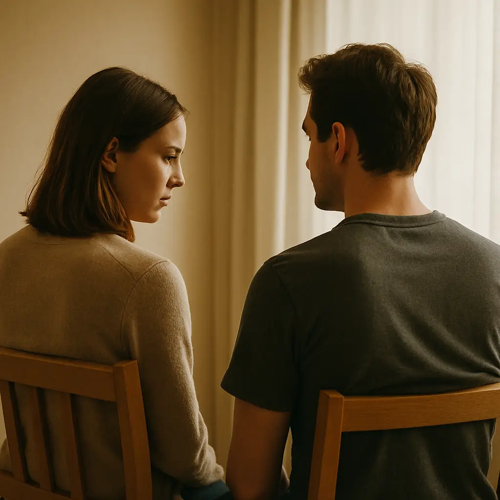 Relation borderline – un couple vu de dos assis côte à côte dans un moment de silence partagé