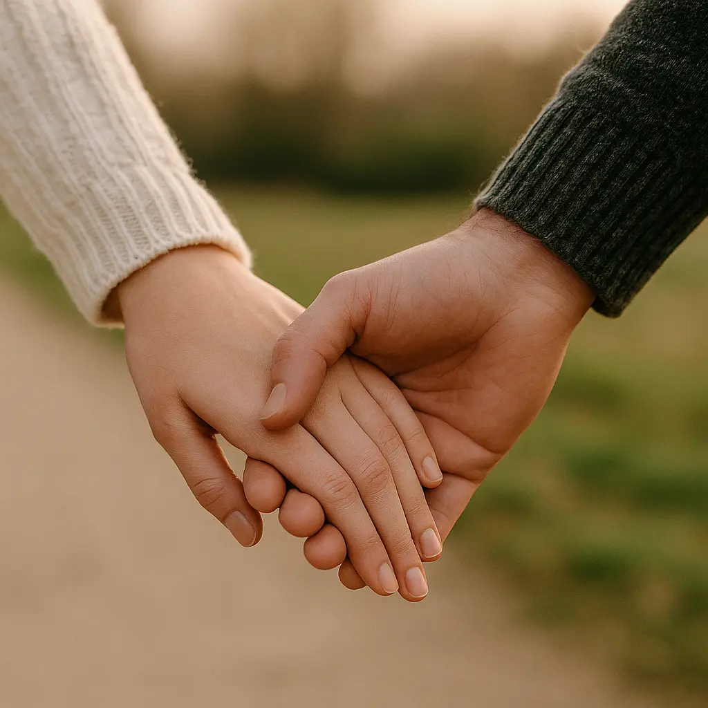 Couple avec un partenaire borderline : deux mains qui se tiennent, symbole de soutien et d’équilibre dans la relation.