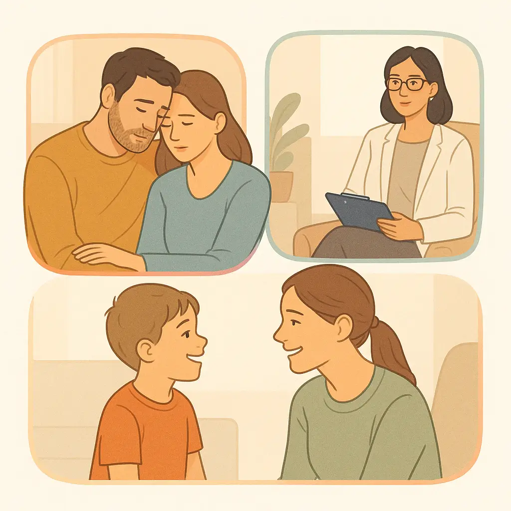 Relations impactées par le trouble borderline – illustration de différentes relations humaines symbolisées en arrière-plan