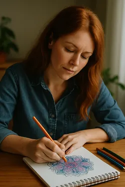 Femme borderline concentrée sur une activité créative manuelle, une façon efficace d’apaiser l’anxiété.