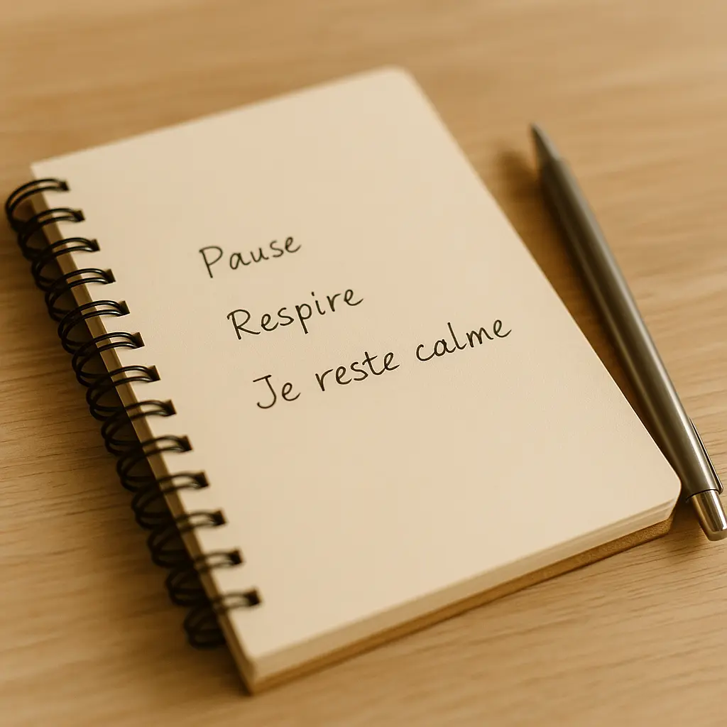 Carnet de notes avec des messages positifs pour prévenir les crises émotionnelles.