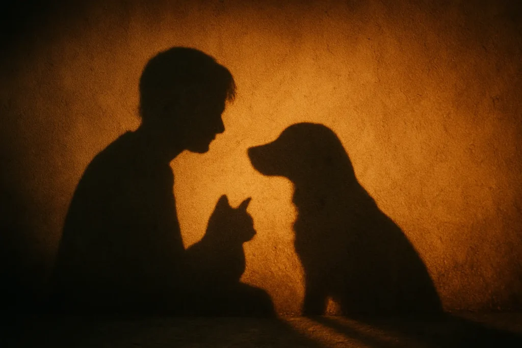 ombre humain chat chien 