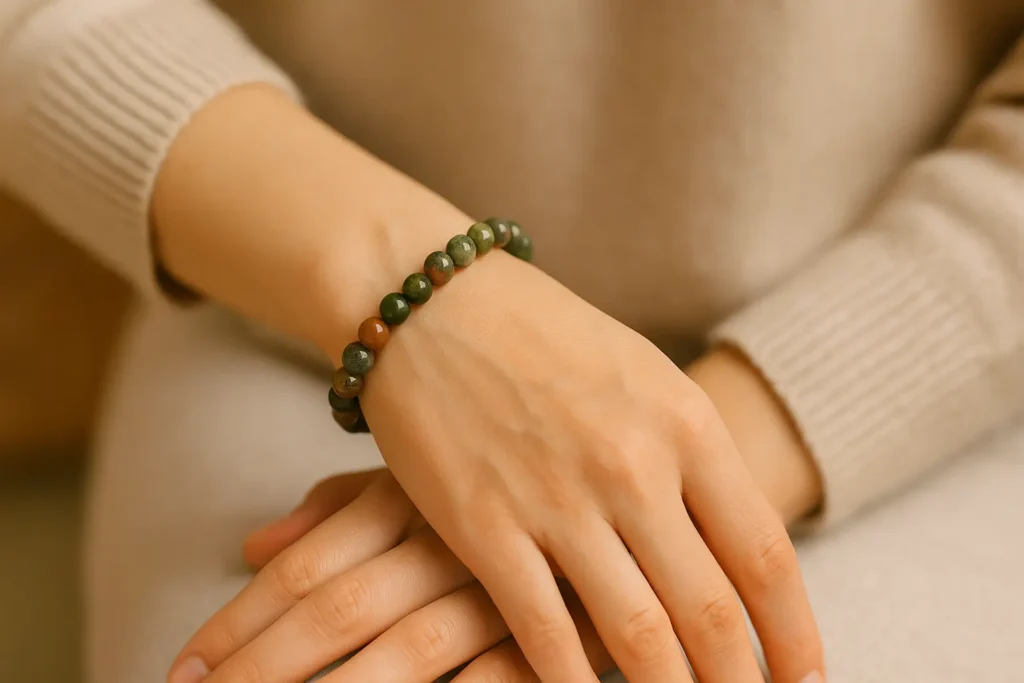 Bracelet en Agathe Indienne – Équilibre Émotionnel & Calme
