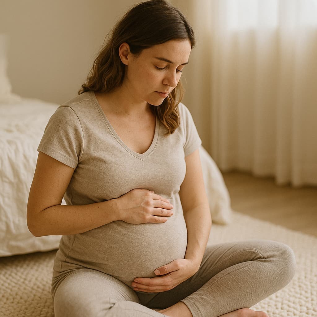 Femme enceinte sur tapis