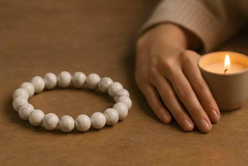 Bracelet en Howlite – La Pierre Blanche qui Apaise l’Esprit