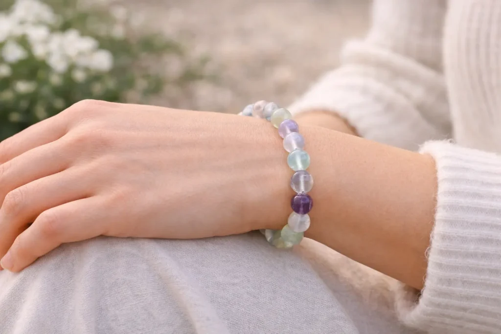 Bracelet en fluorite colorée – Clarté mentale et stabilité émotionnelle