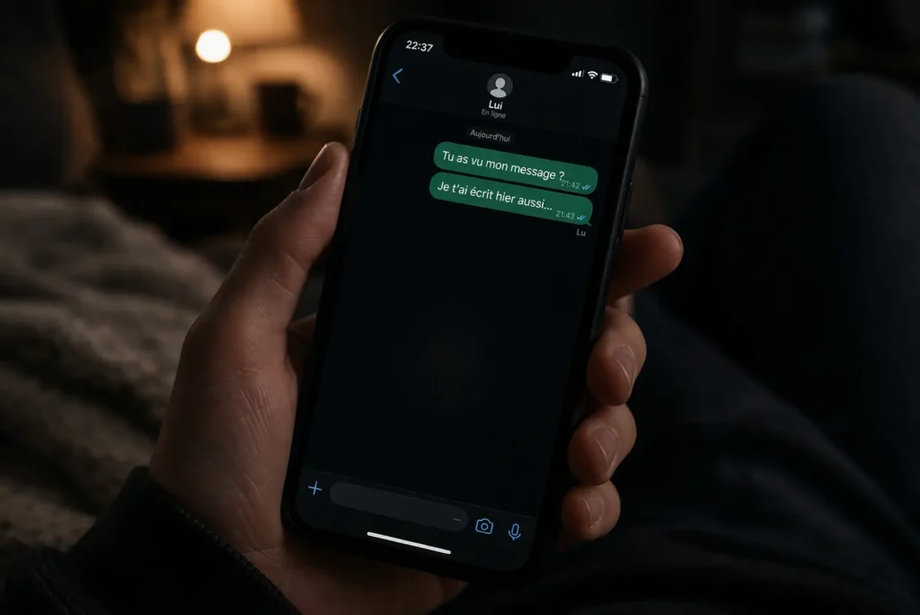 message lu mais pas de réponse smartphone vu conversation attente stress
