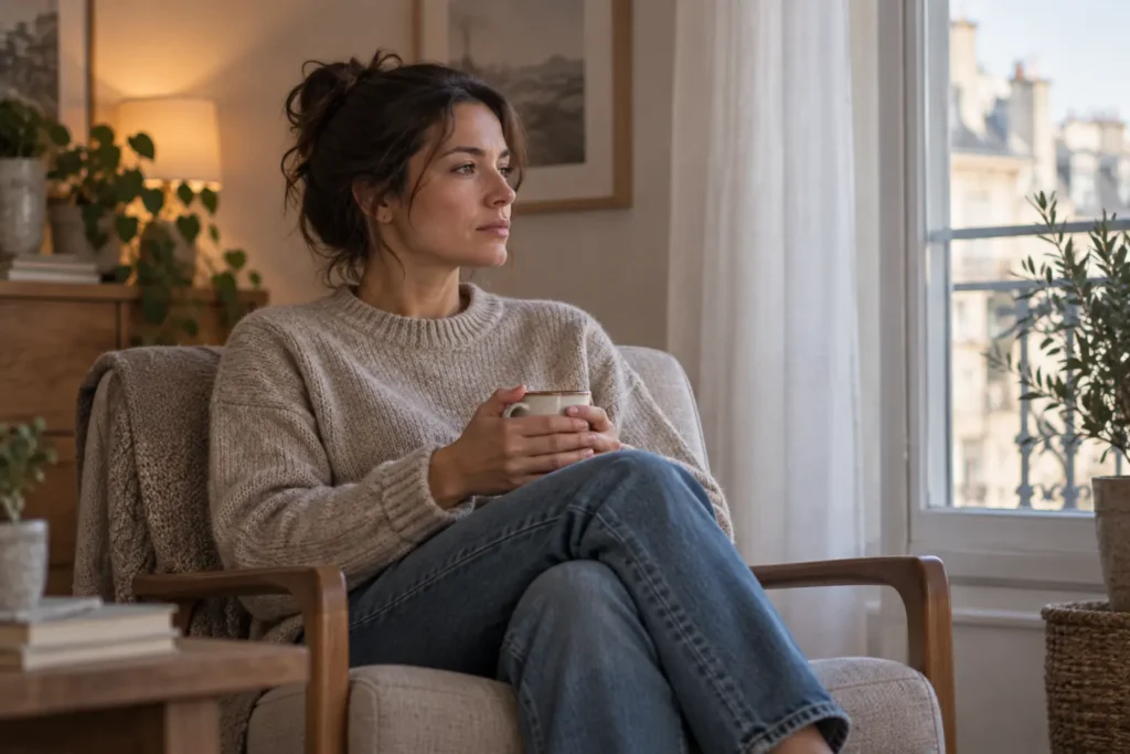 Personne apaisée prenant de la distance pour protéger ses limites