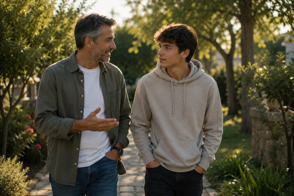 Parent accompagnant son adolescent dans ses relations sociales