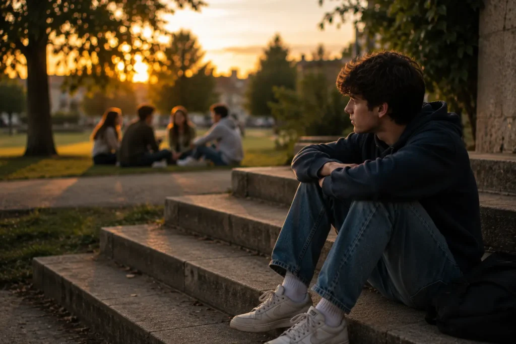 Adolescent en réflexion sur ses relations avec les autres